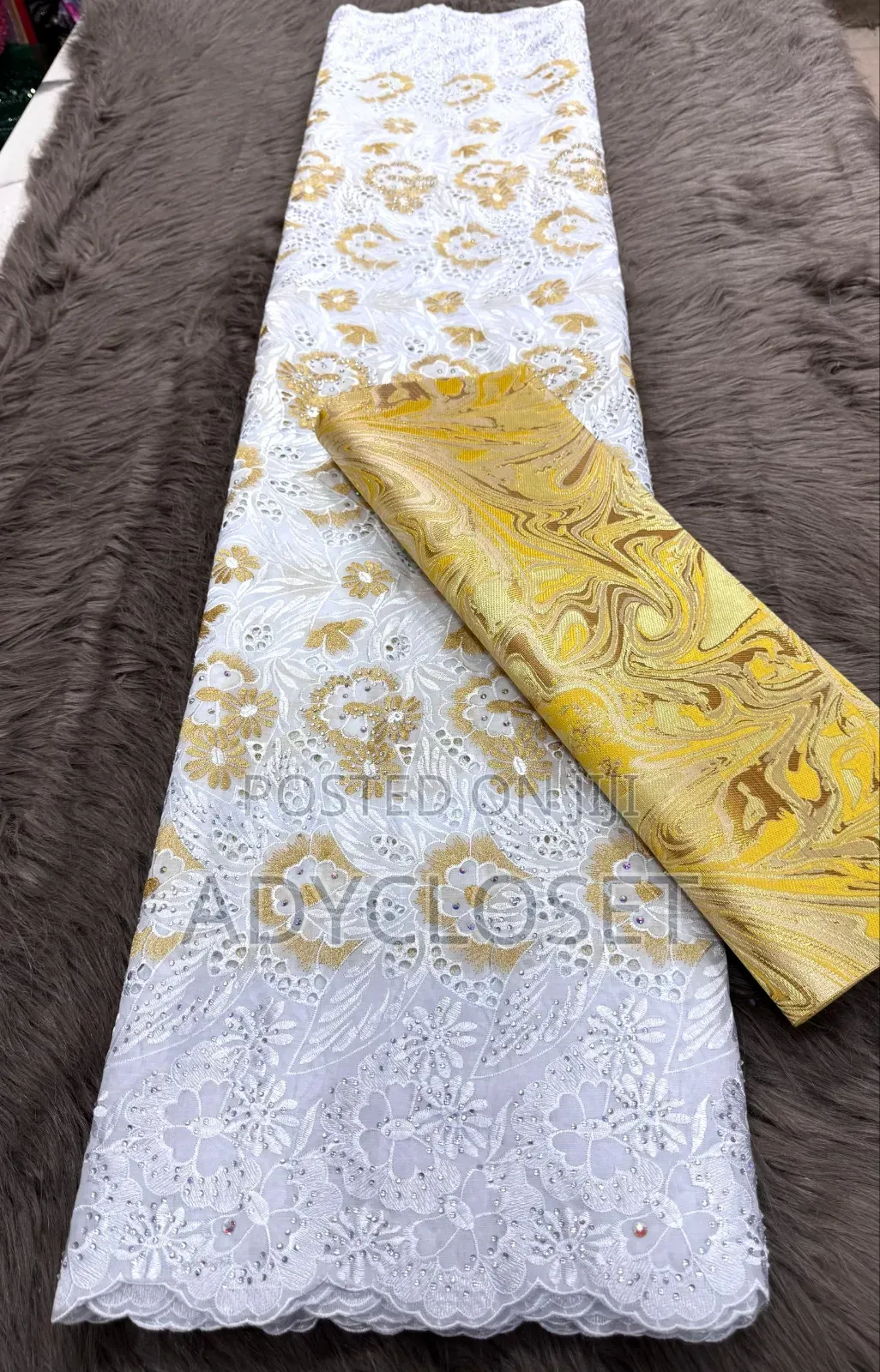 Quality Swiss Voile Lace With Diamond  Stone