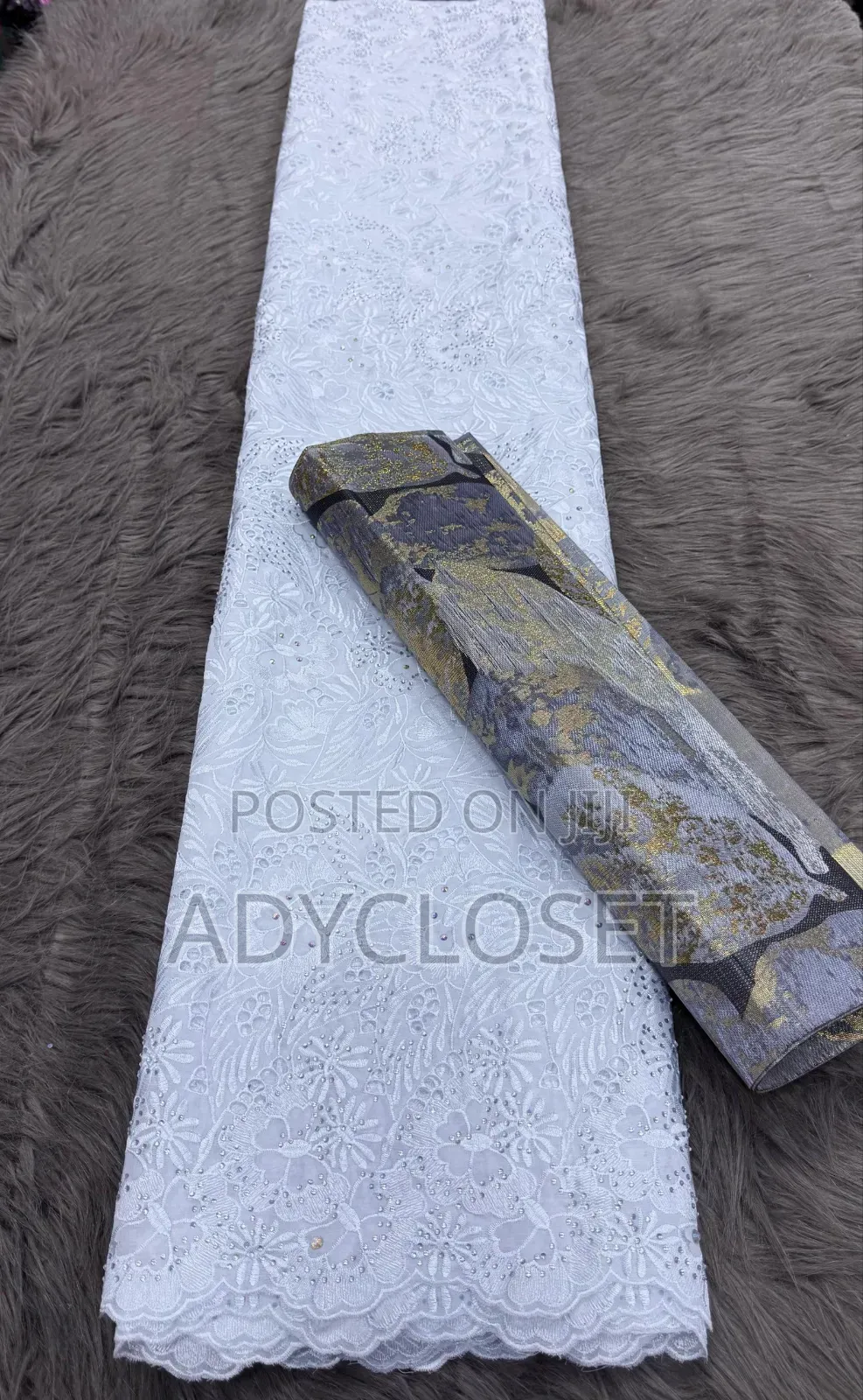 Quality Swiss Voile Lace With Diamond  Stone