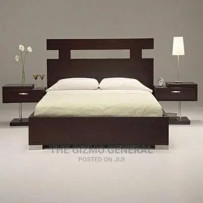 Chrome Bed Frame, 2 Bedside Lamp Post