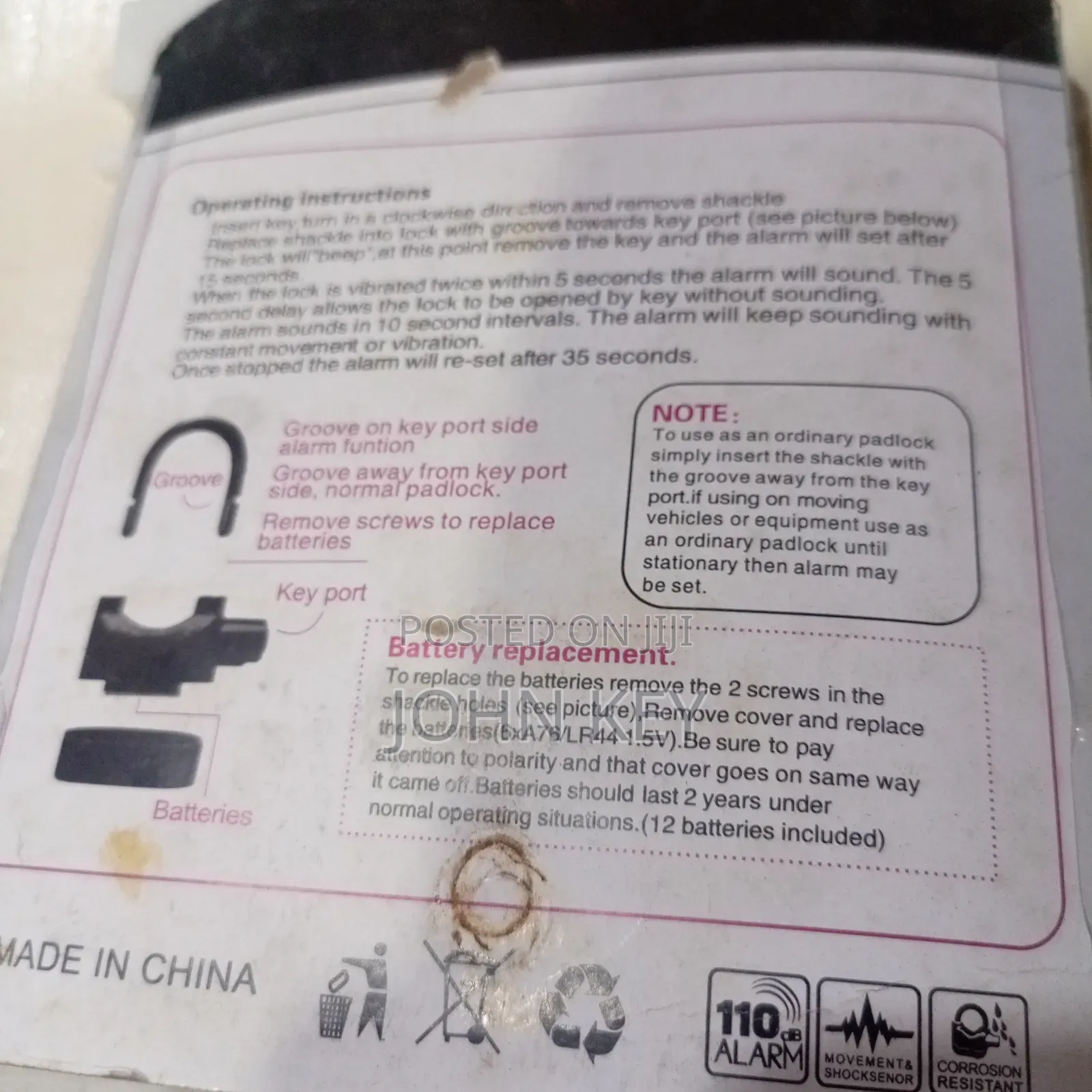 Alarm Lock 110db