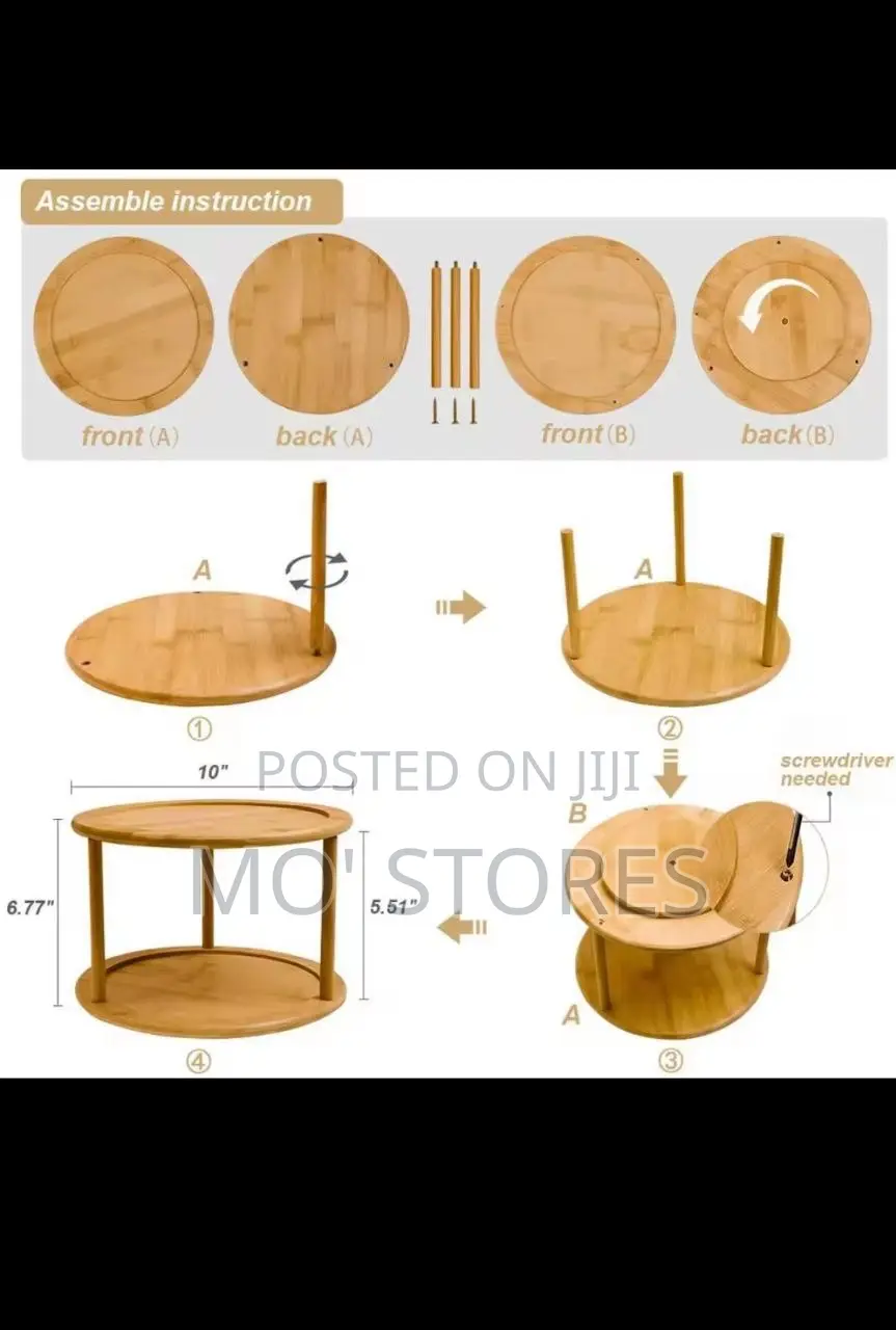 30cm Bamboo 360° Rotating Double Layer Spice Rack