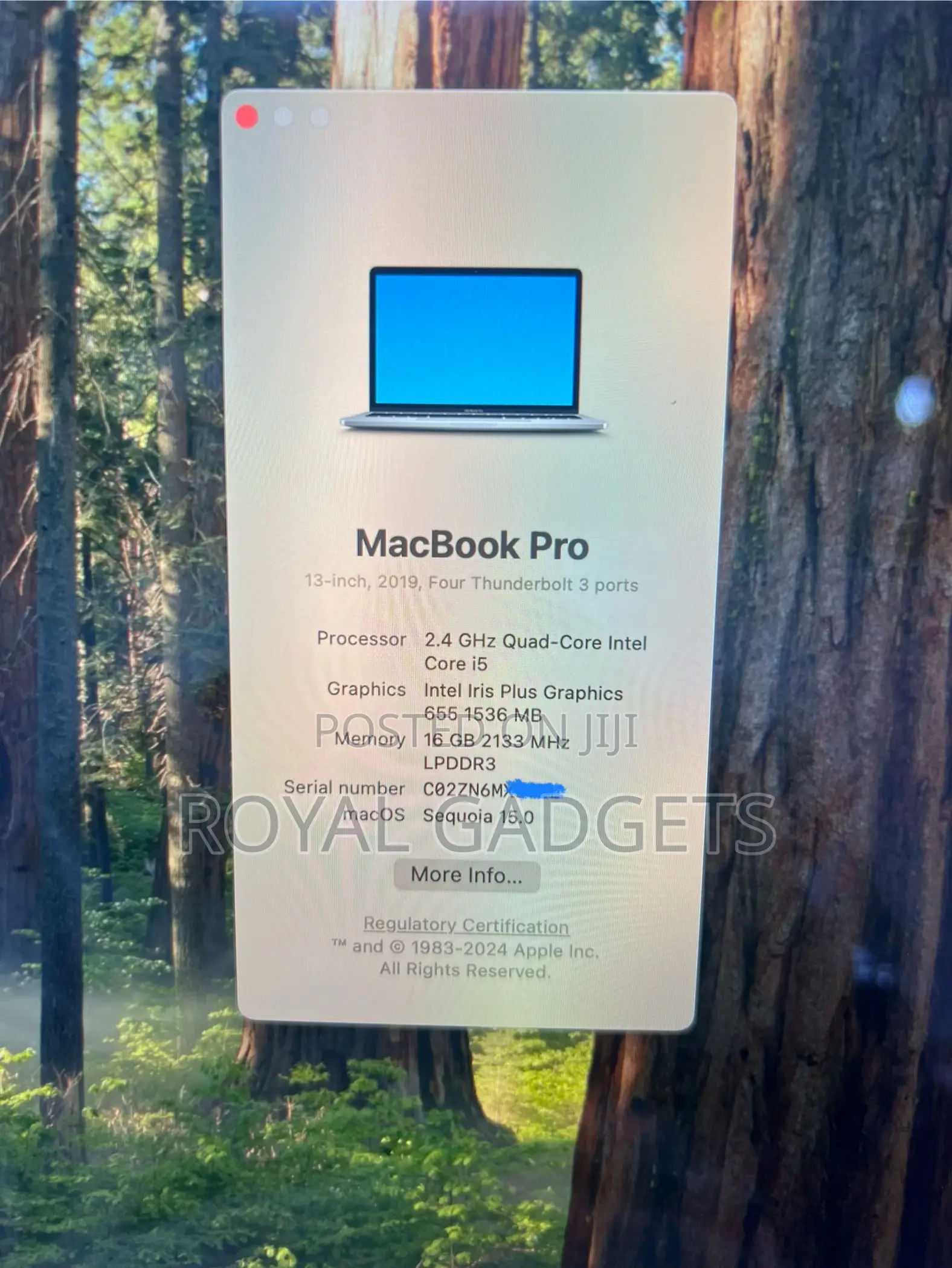 Laptop Apple MacBook Pro 2019 16GB Intel Core i5 SSD 256GB