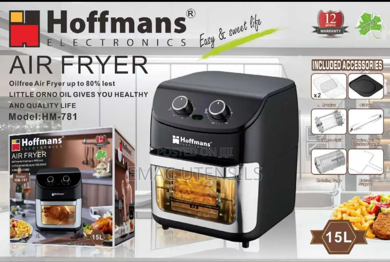 Large Capacity 15l Hoffmans Air Fryer