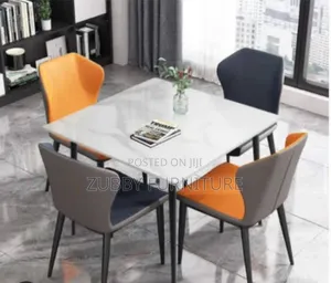Quality and Imported Marble Top Dining Table by 4 Chairs