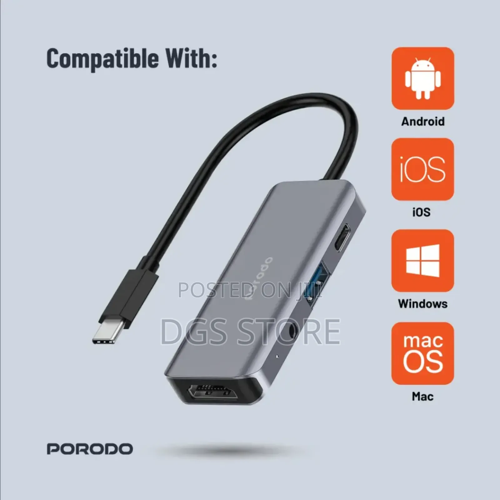 Porodo 4in1 Hdmi Usb C Hub