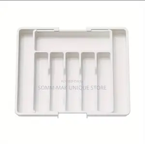 Adjustable Cutlery Rack, Retractable Plastic Drawer Storage