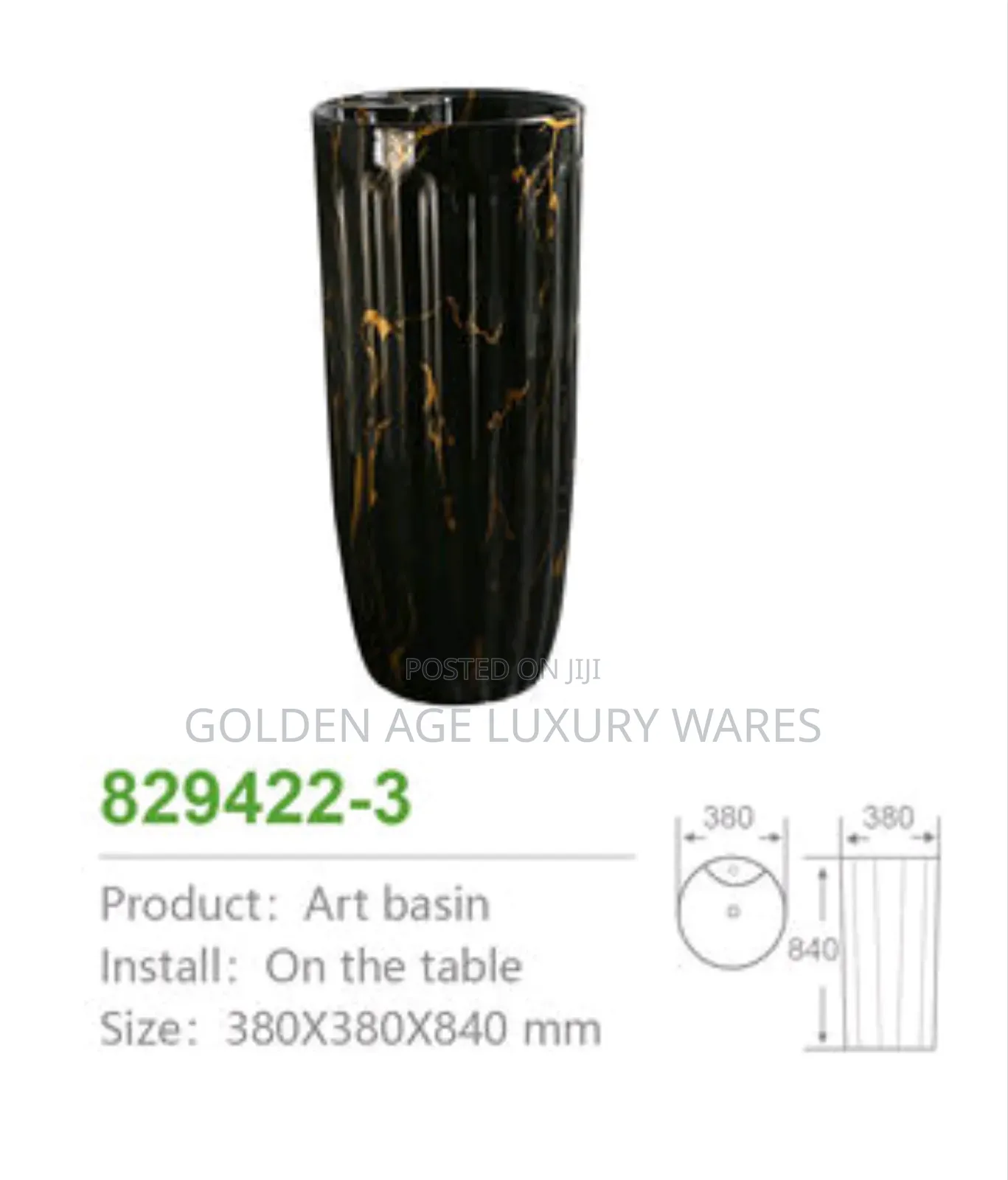 Marble Black Standing Basin