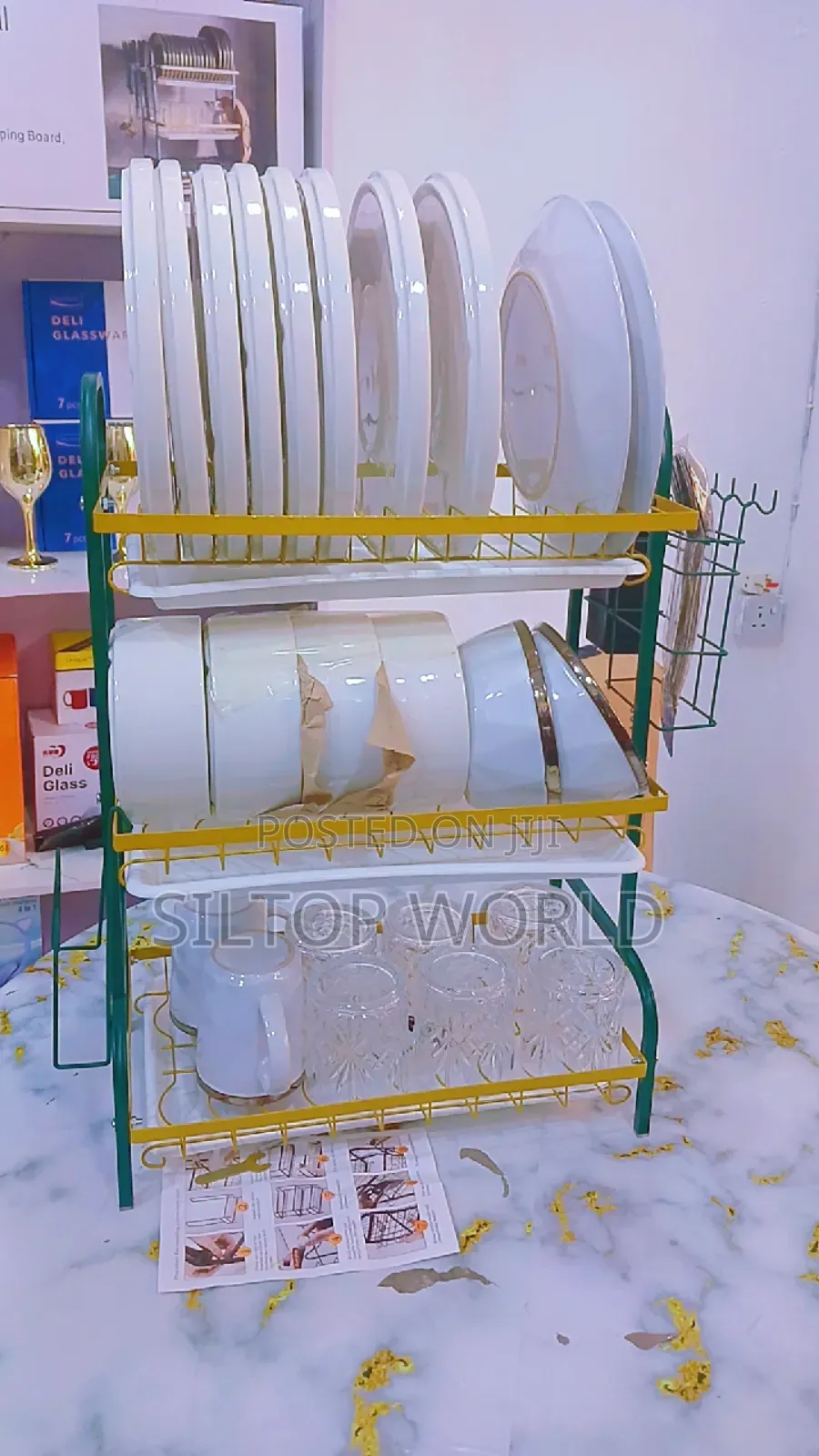 3 Layers Gold and Green Dish Rack