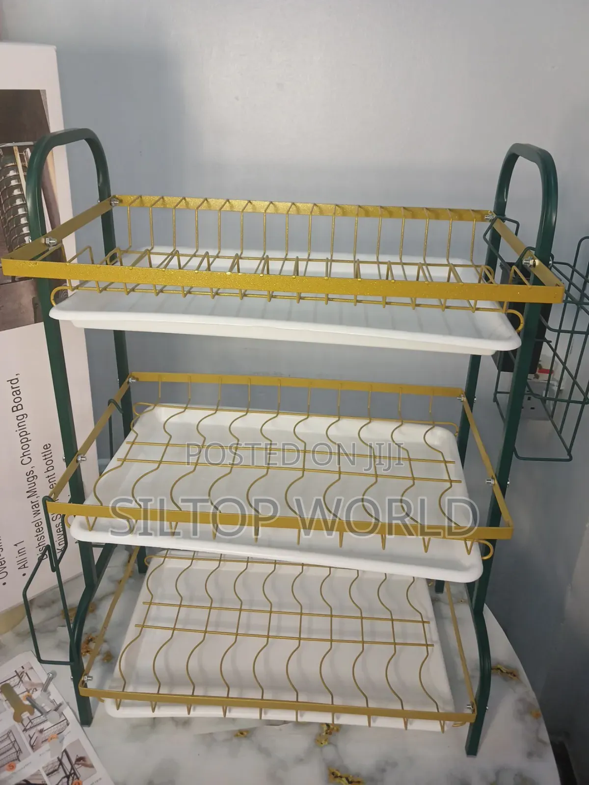 3 Layers Gold and Green Dish Rack
