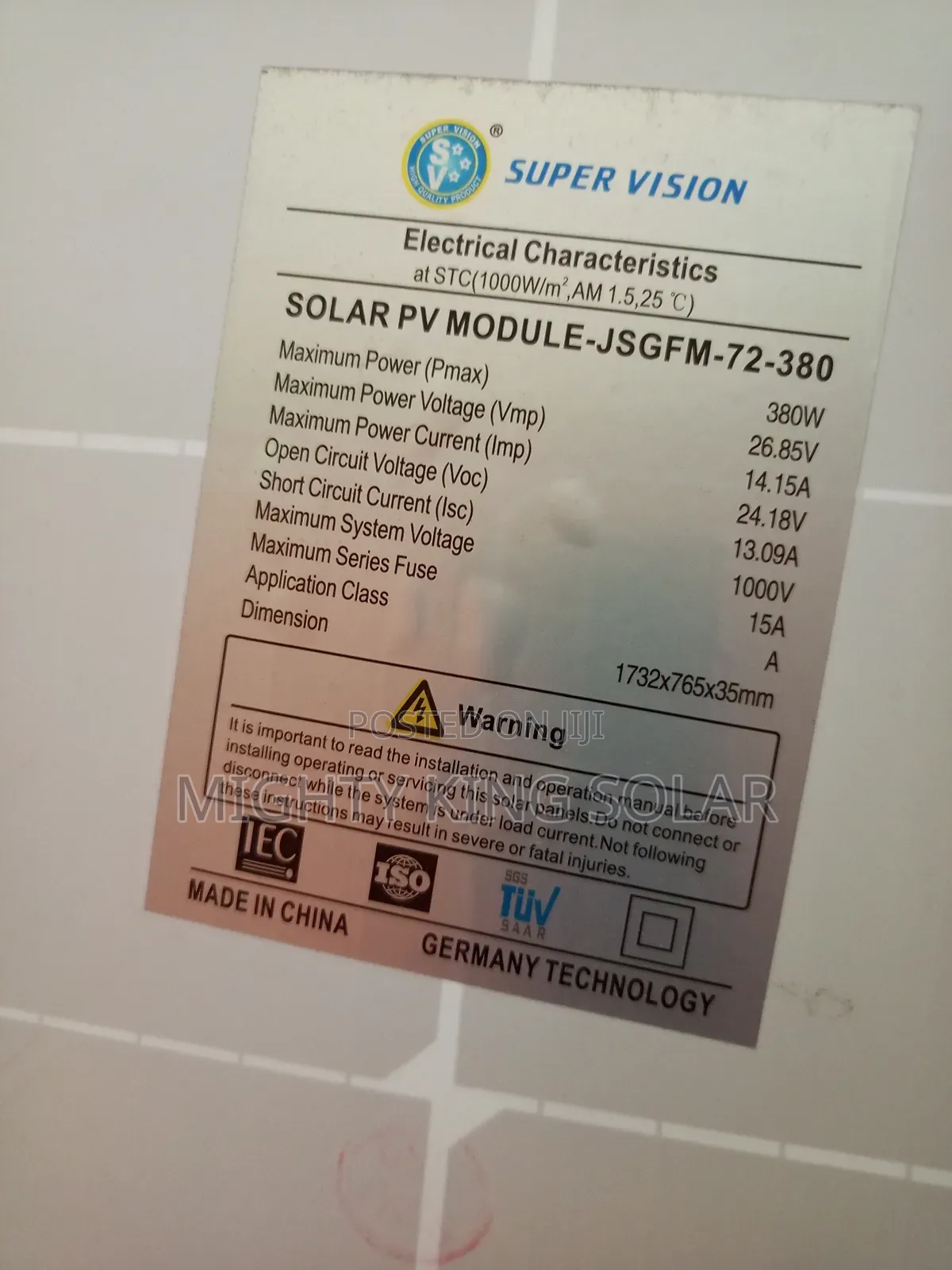 This Is 380w Super Vision New Panel