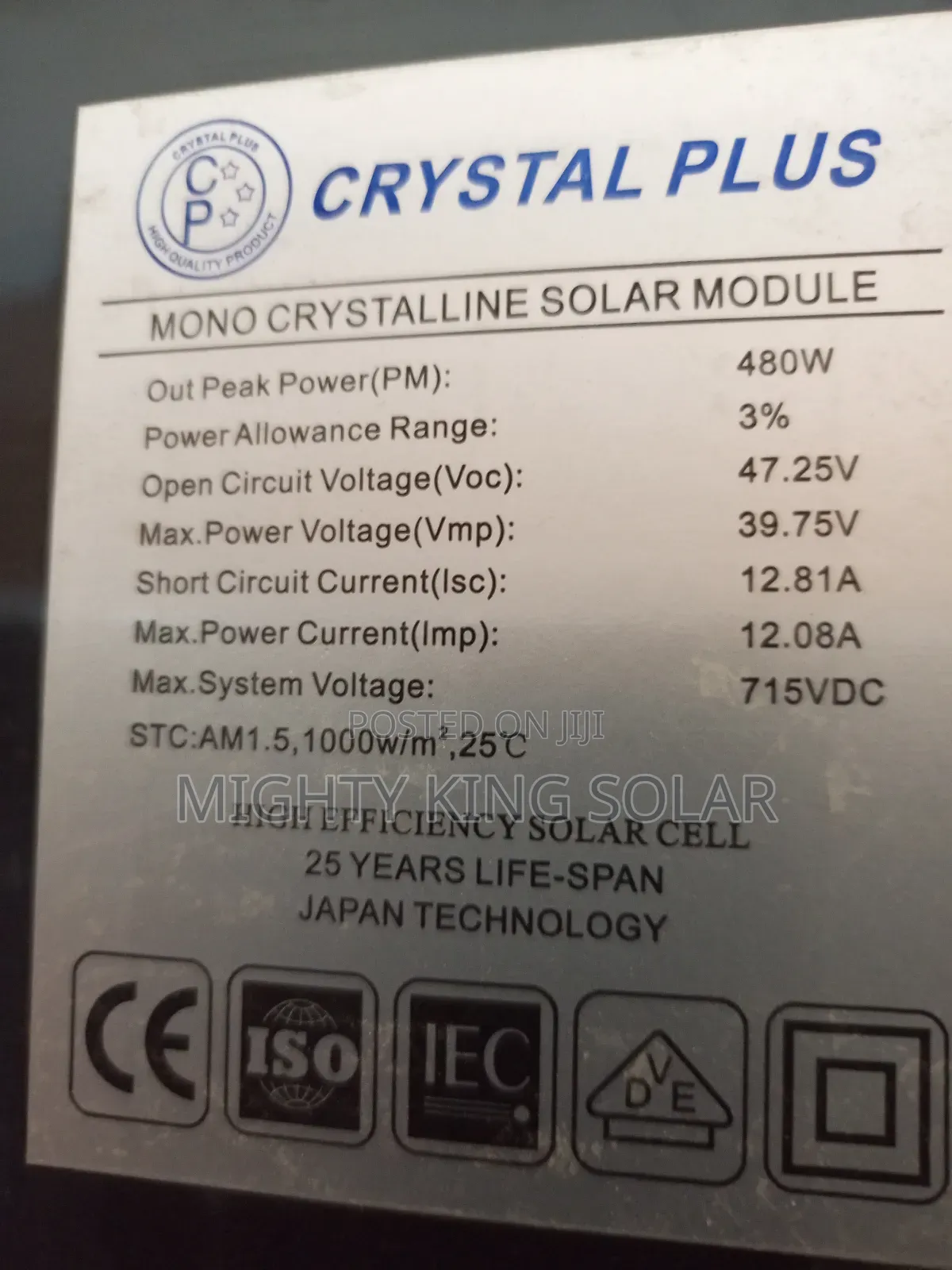 This Is 480w Crystal Plus New Panel