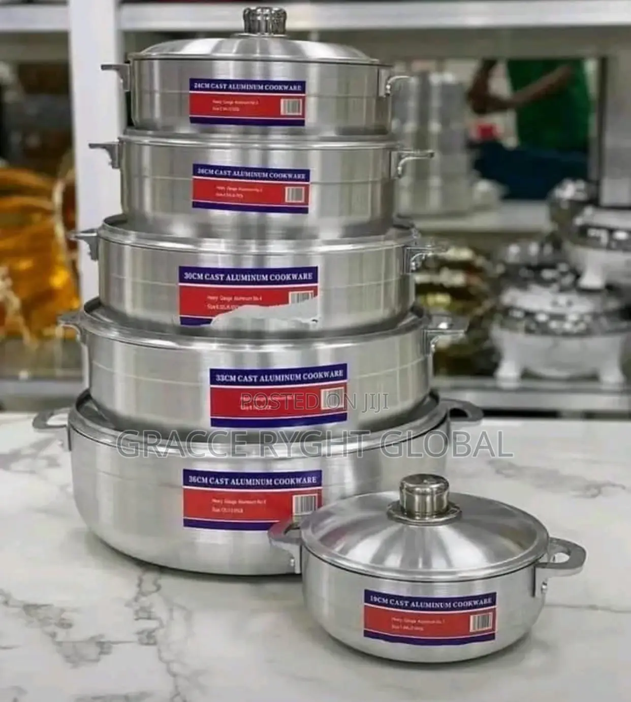 6pcs Aluminum Shallow Polished Pot