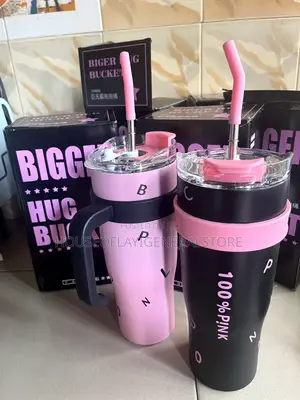 Photo - New Black Pink 1.2l Insulated Large Stanley Cup+Straw