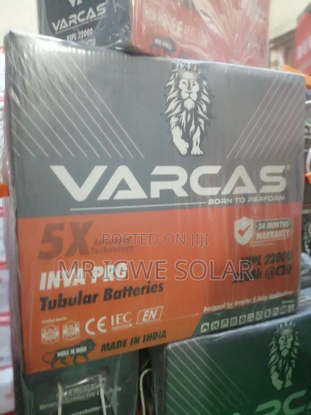 Varcas Tall Tubular Battery 220ah