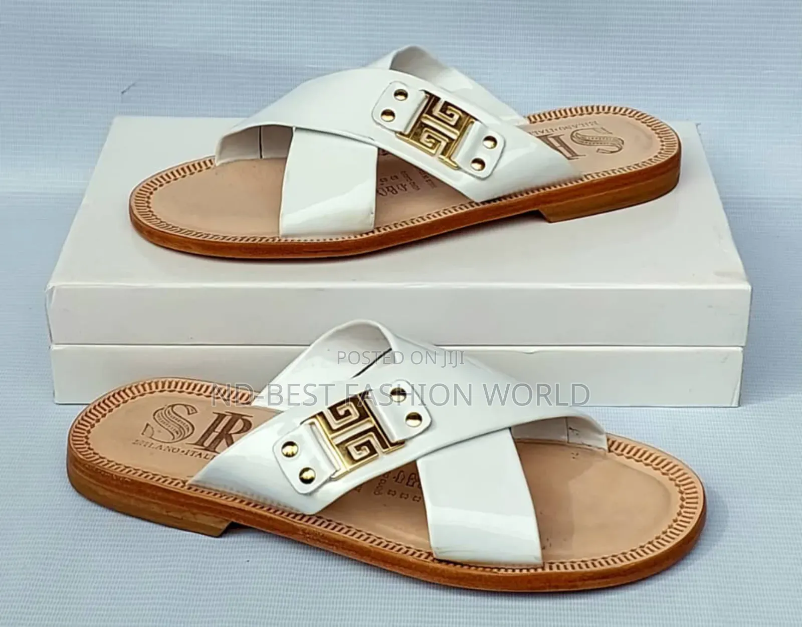 White Leather Italian Slippers