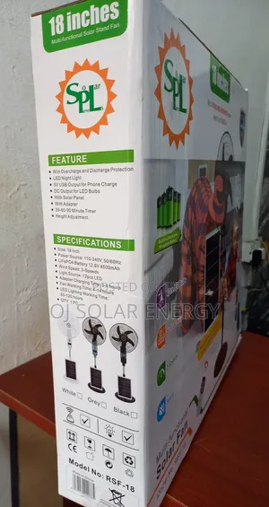 SPL 18-Inch Solar Rechargeable Fan