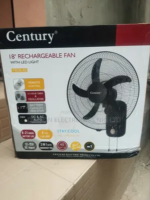 Brand New Century Rechargeable Battery Wall Fan 18"