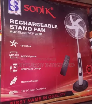 Sonik 18" Rechargeable Stand Fan Model SRDCF-300b