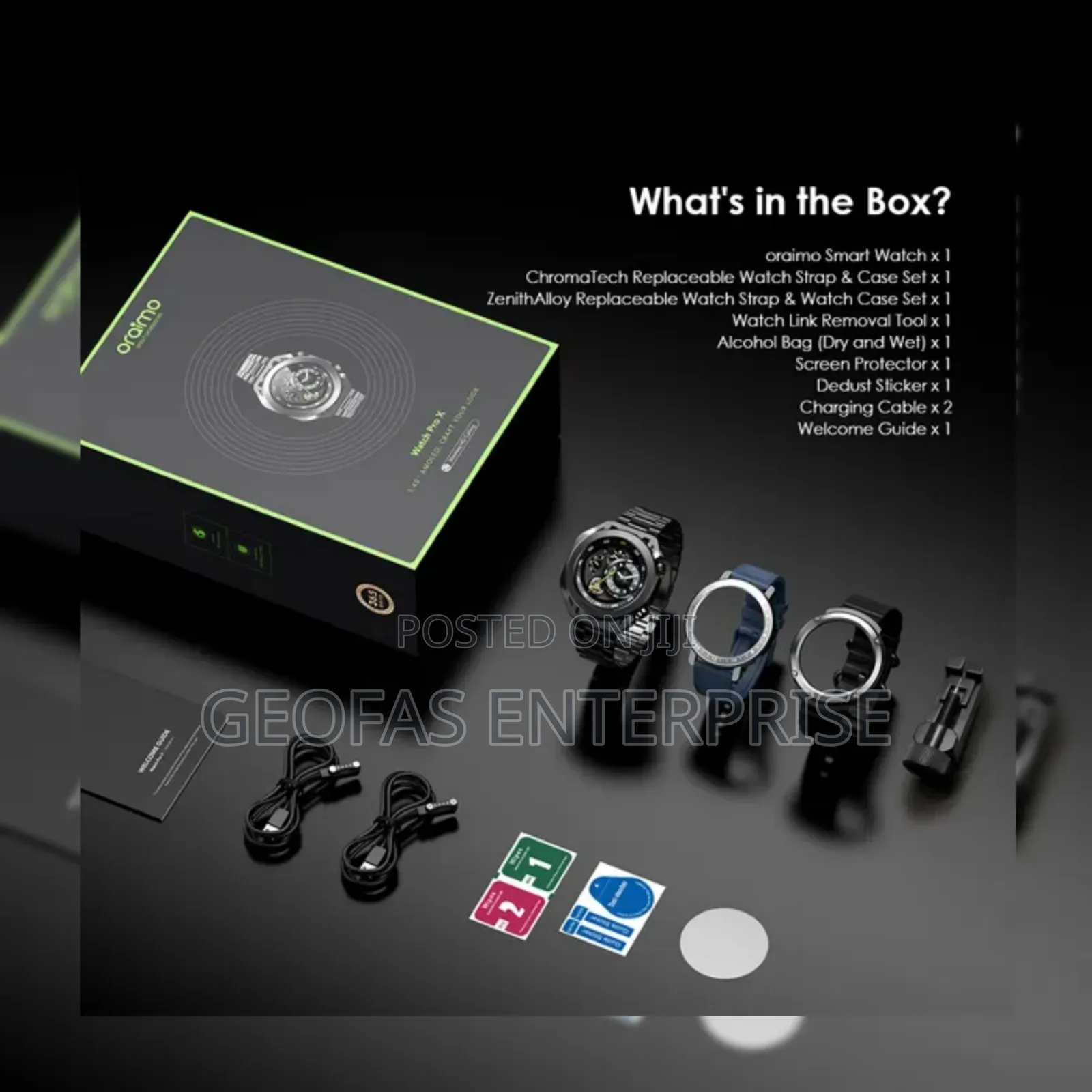 Oraimo Watch Pro X With 2 Replaceable Watch Cases Straps