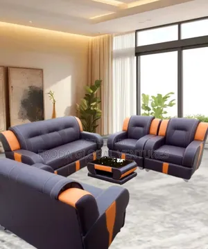 Quality Couch: 7-Seater Sofa Chairs and Glass Table. Fpbrll2