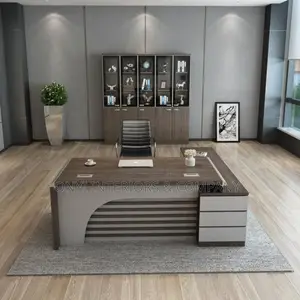Executive Office Table and Bookshelf