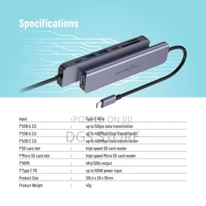 Porodo Blue 7 Port Usb C Hub
