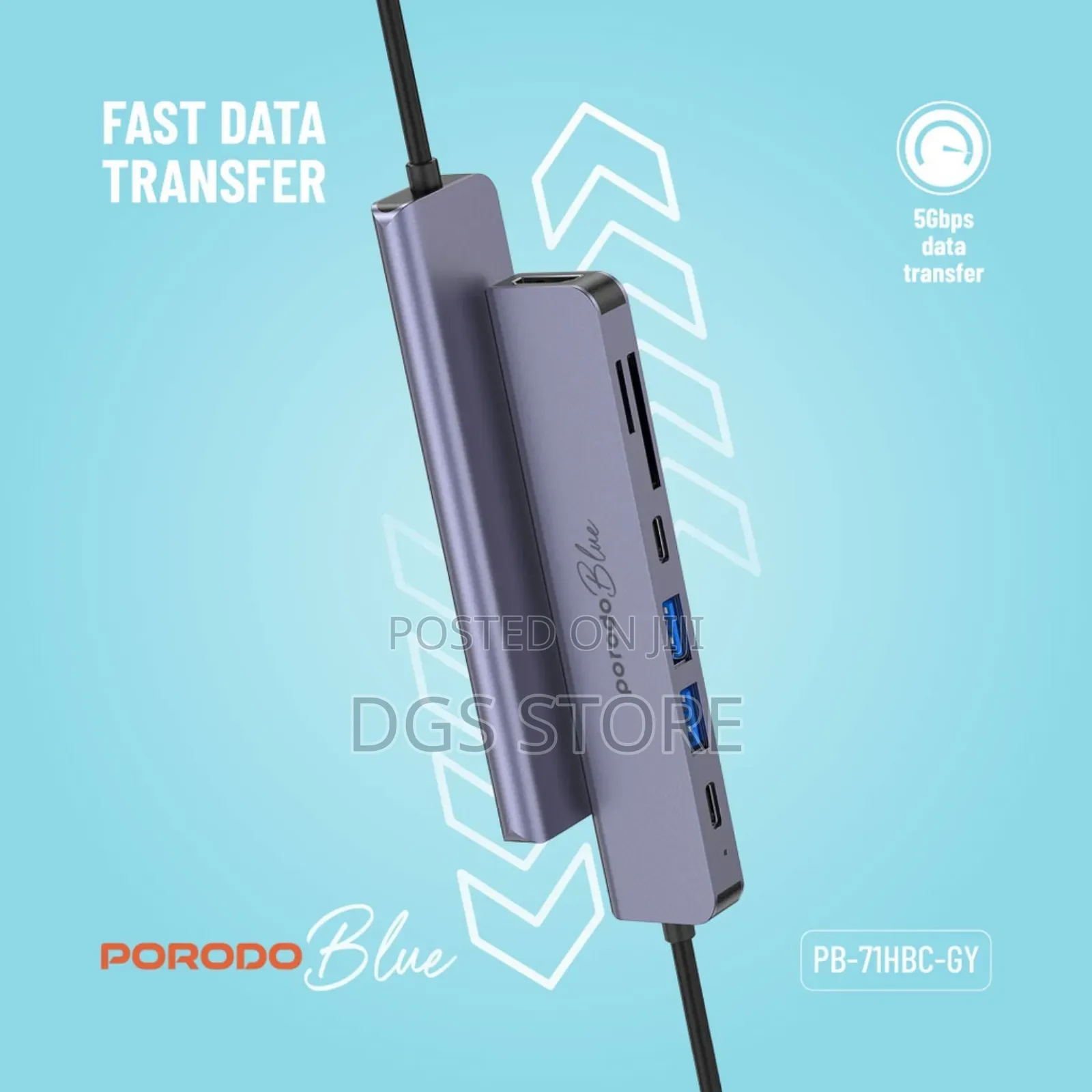 Porodo Blue 7 Port Usb C Hub