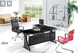 Executive Office Glass Table With Extension and Drawers.