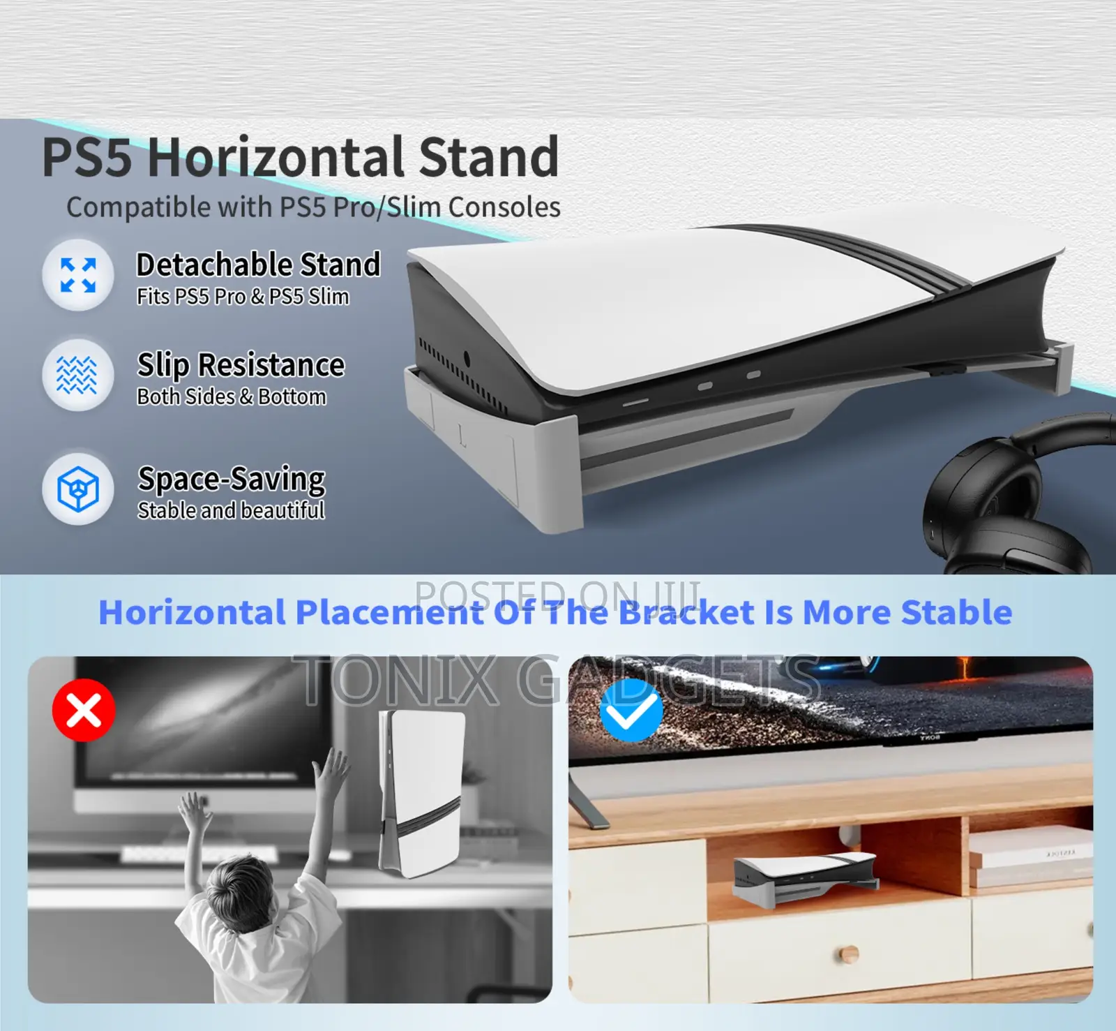 Premium Horizontal Stand for Ps5 Slim Console