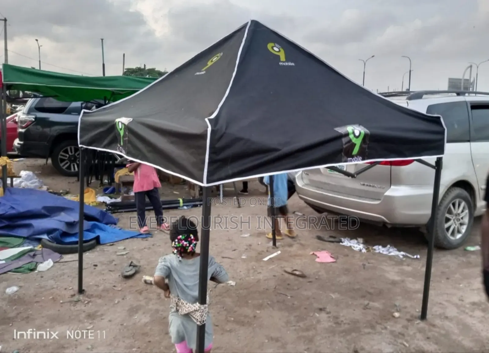 6x6ft Foldable Canopy Black Pole
