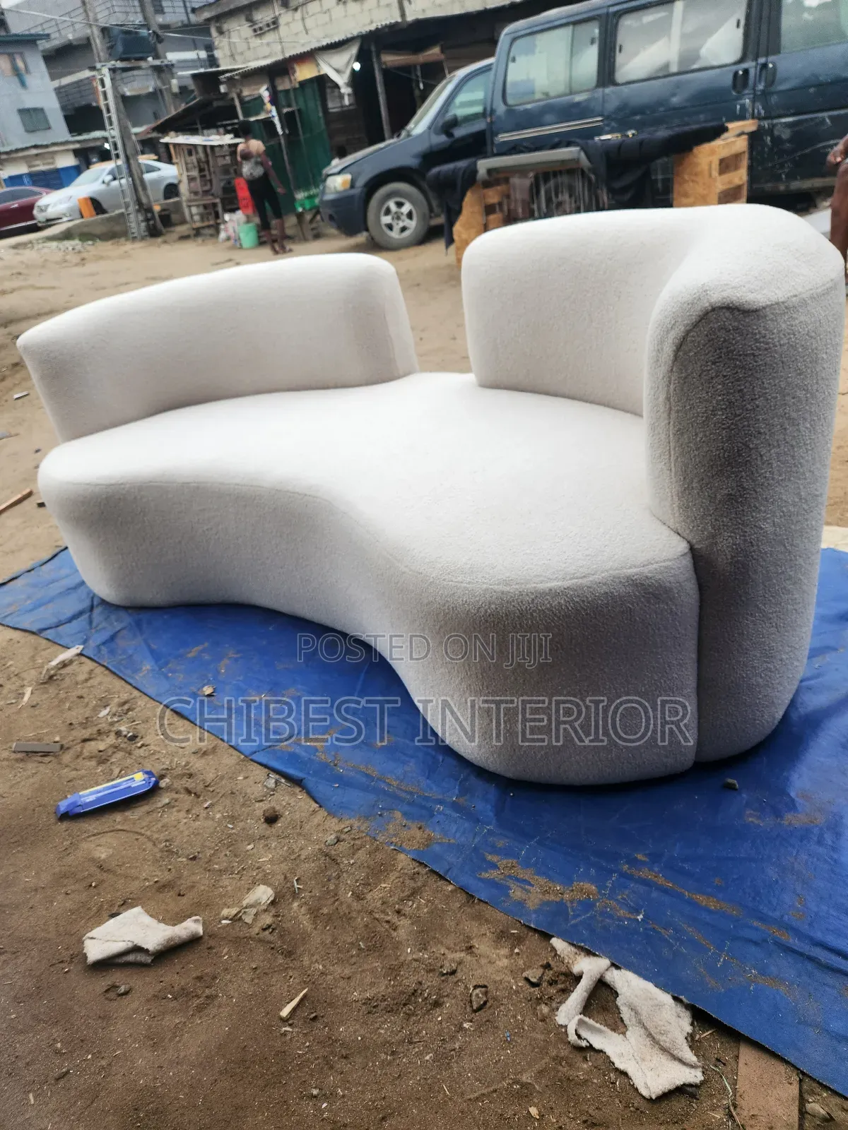 Curved Upholstery Padded Sofa