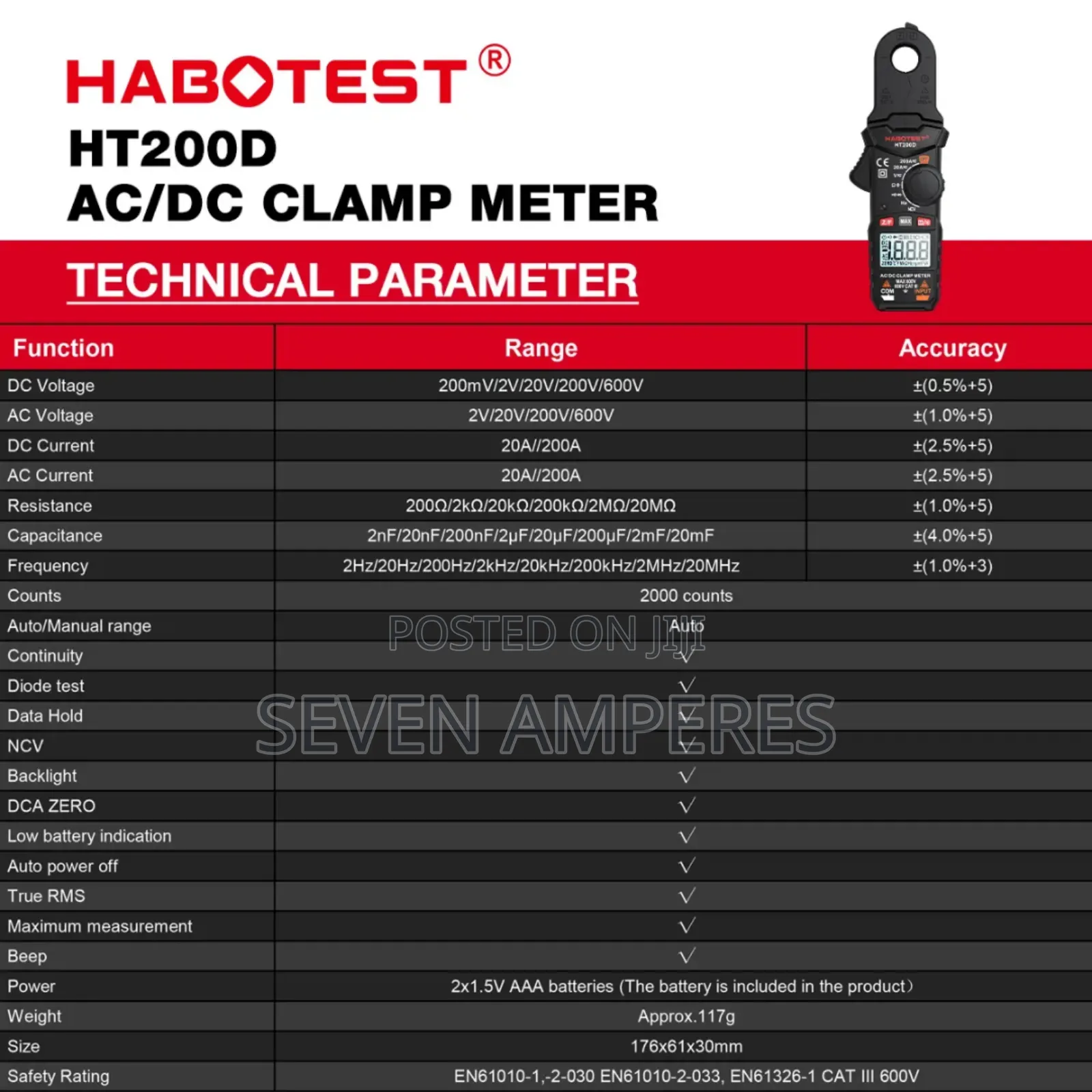 Habotest Digital Clamp Multimeter Ac/Dc