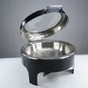 Quality Luxury Stainless Steel Black Chaffing Dish Round.