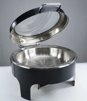 Quality Luxury Stainless Steel Black Chaffing Dish Round. Ho