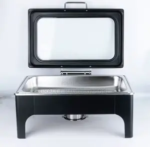 9l Black Rectangular Chaffing Dish Buffet