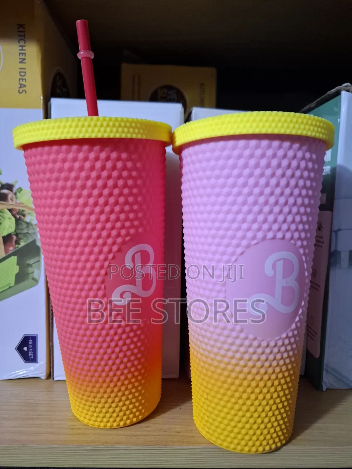 Fancy Two-Toned Studed Cup With Straw