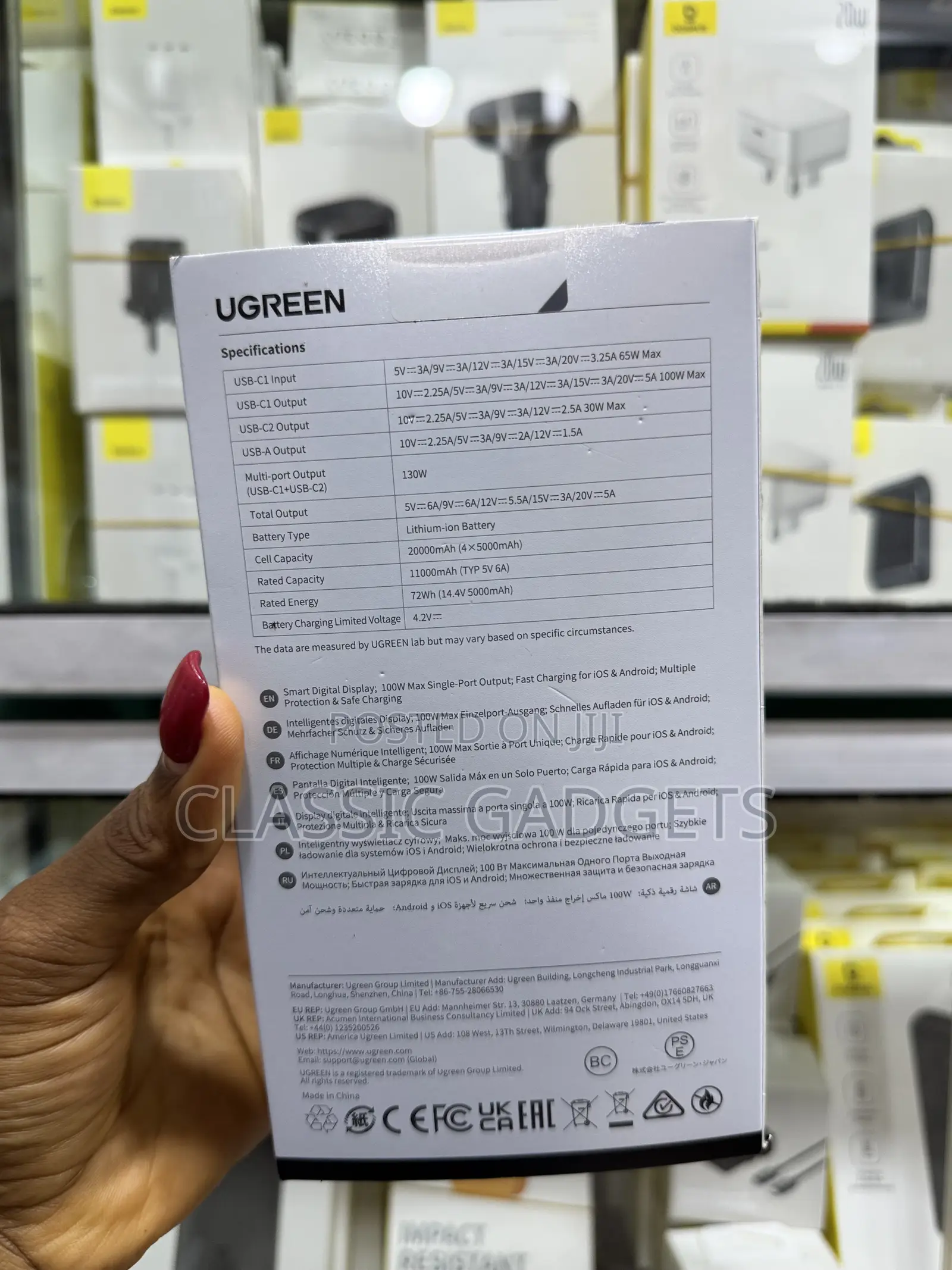 Ugreen Nexode Power Bank 20000mah 130w With Digital Display