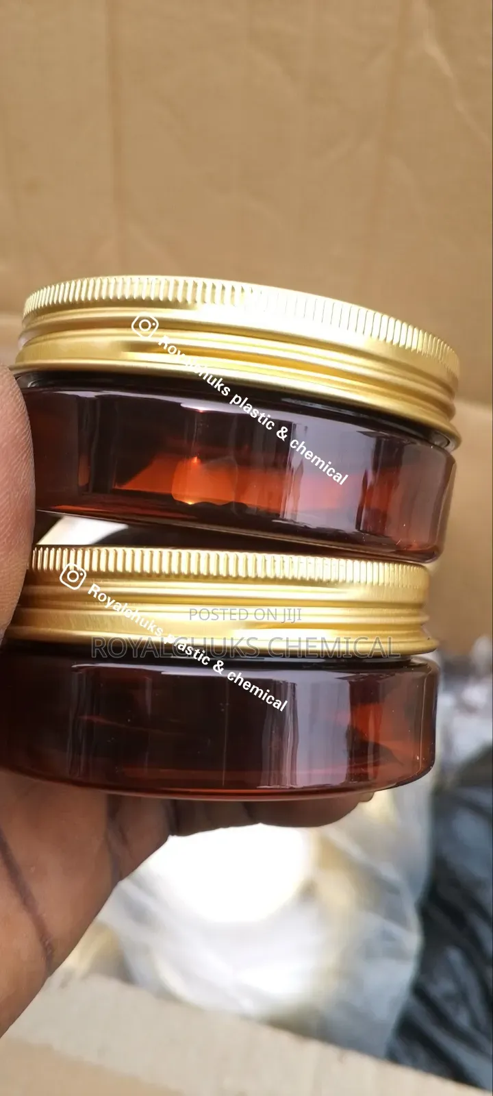 50g Amber Flat Plastic Container