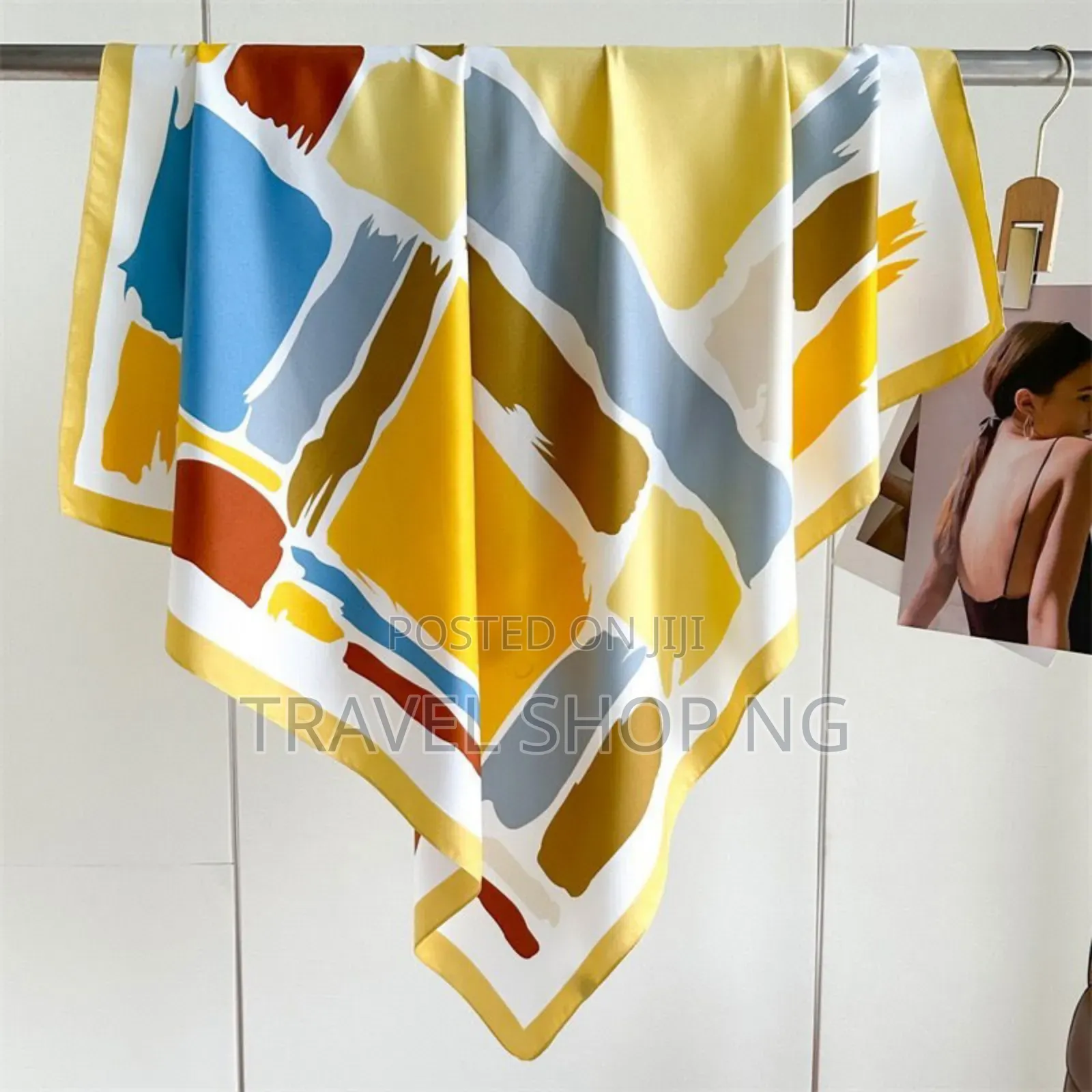 Abstract Pattern Silk-Feel Scarf