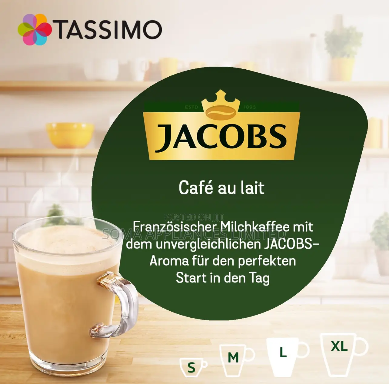 Tassimo Jacobs Café Au Lait Coffee Capsules 16 T-Discs
