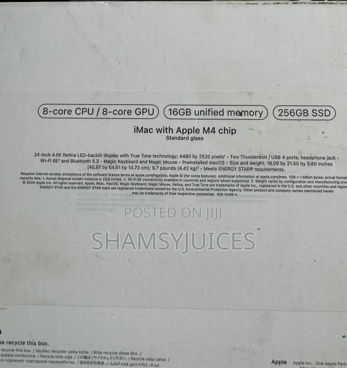 Apple iMac M4chip 16/256gb