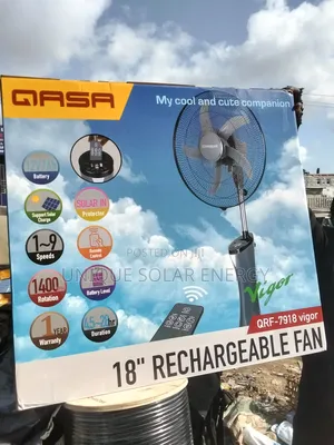 18" Qasa Rechargeable Ac Dc Solar Fan (Vigor)