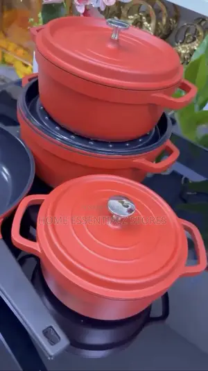 Brick Red Stylish Uakeen Cast Iron Pot Sets