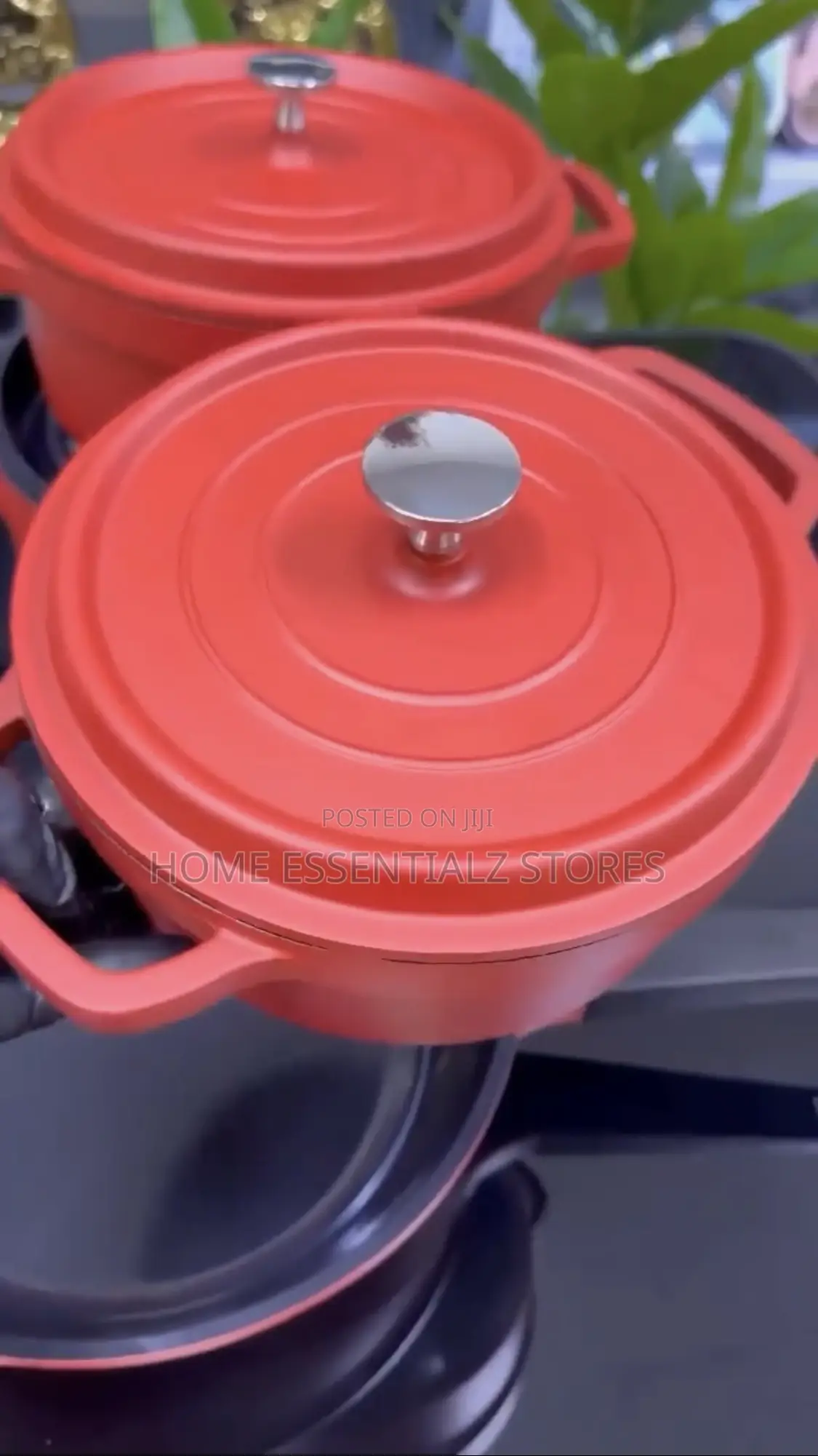 Brick Red Stylish Uakeen Cast Iron Pot Sets