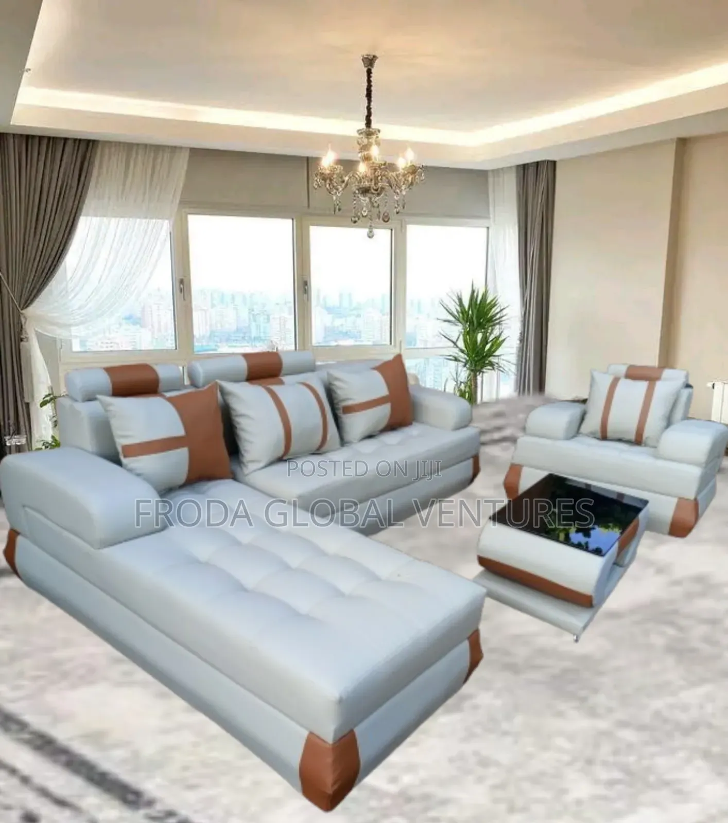 Quality Couch: L-Shape Sofa and Single Chair+Table. Jpcrll29
