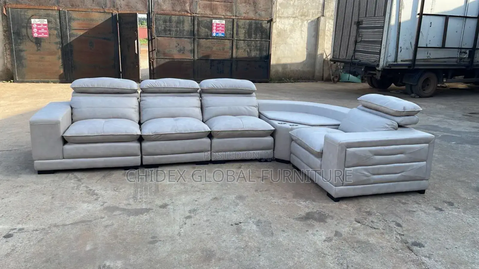 L Shape Sofa Leather Chair With Headrest