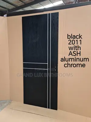 **Modern Geometric White Interior Door With Black