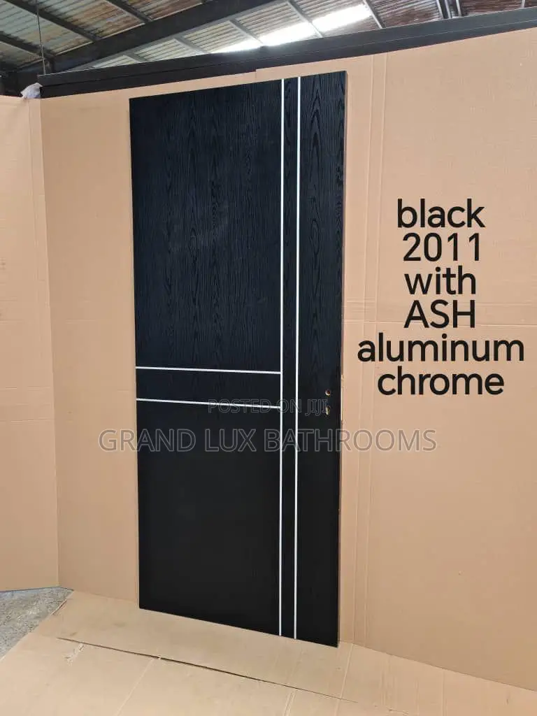**Modern Geometric White Interior Door With Black