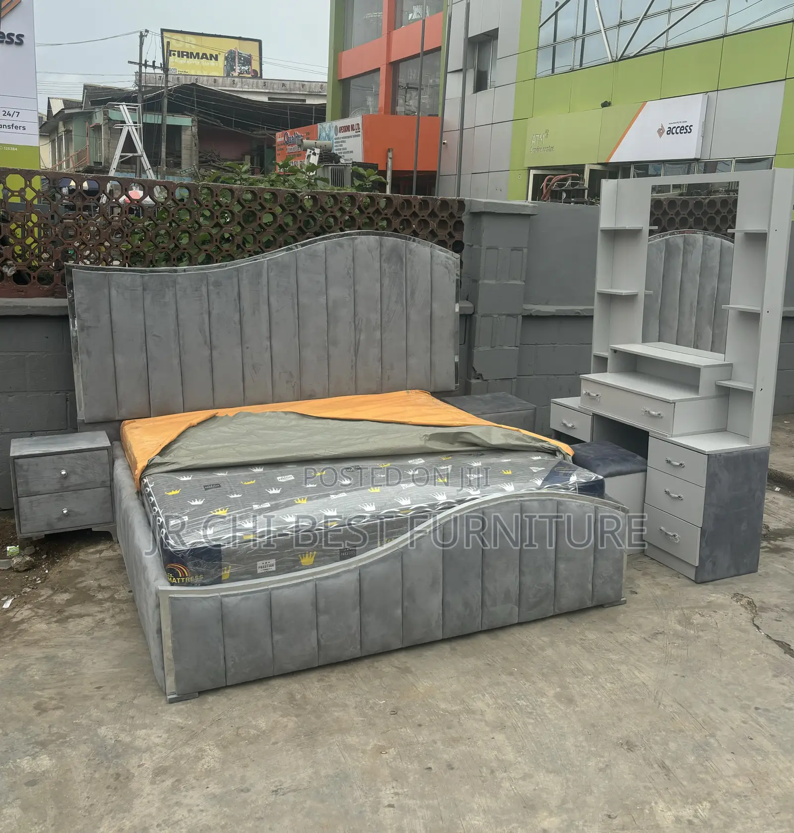Uniquely Made Curved Padded Upholstery 6 by 6 Bed Frame