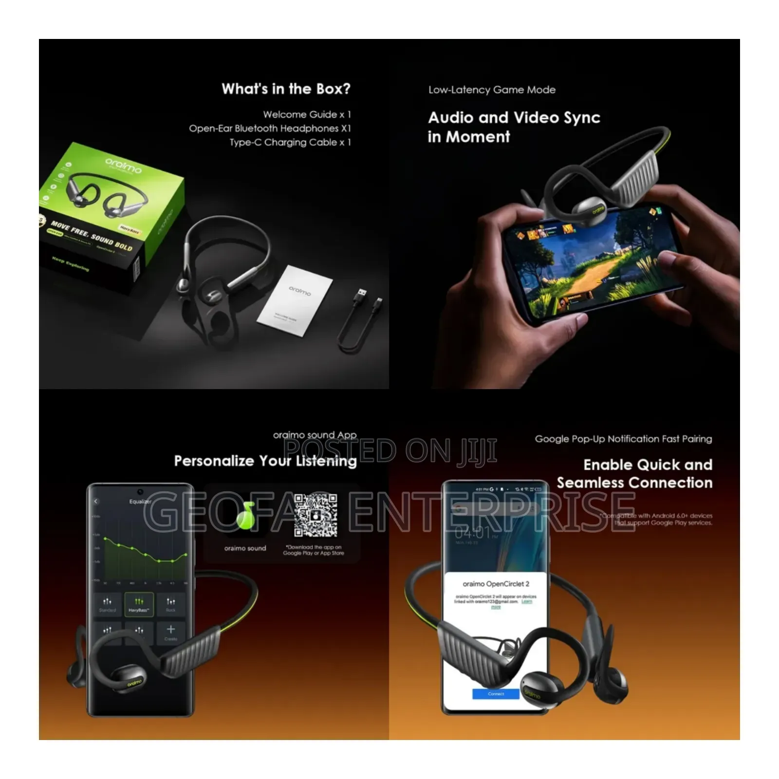 Oraimo Opencirclet 2 Ipx5 Steps Tracking Open-Ear Headphones